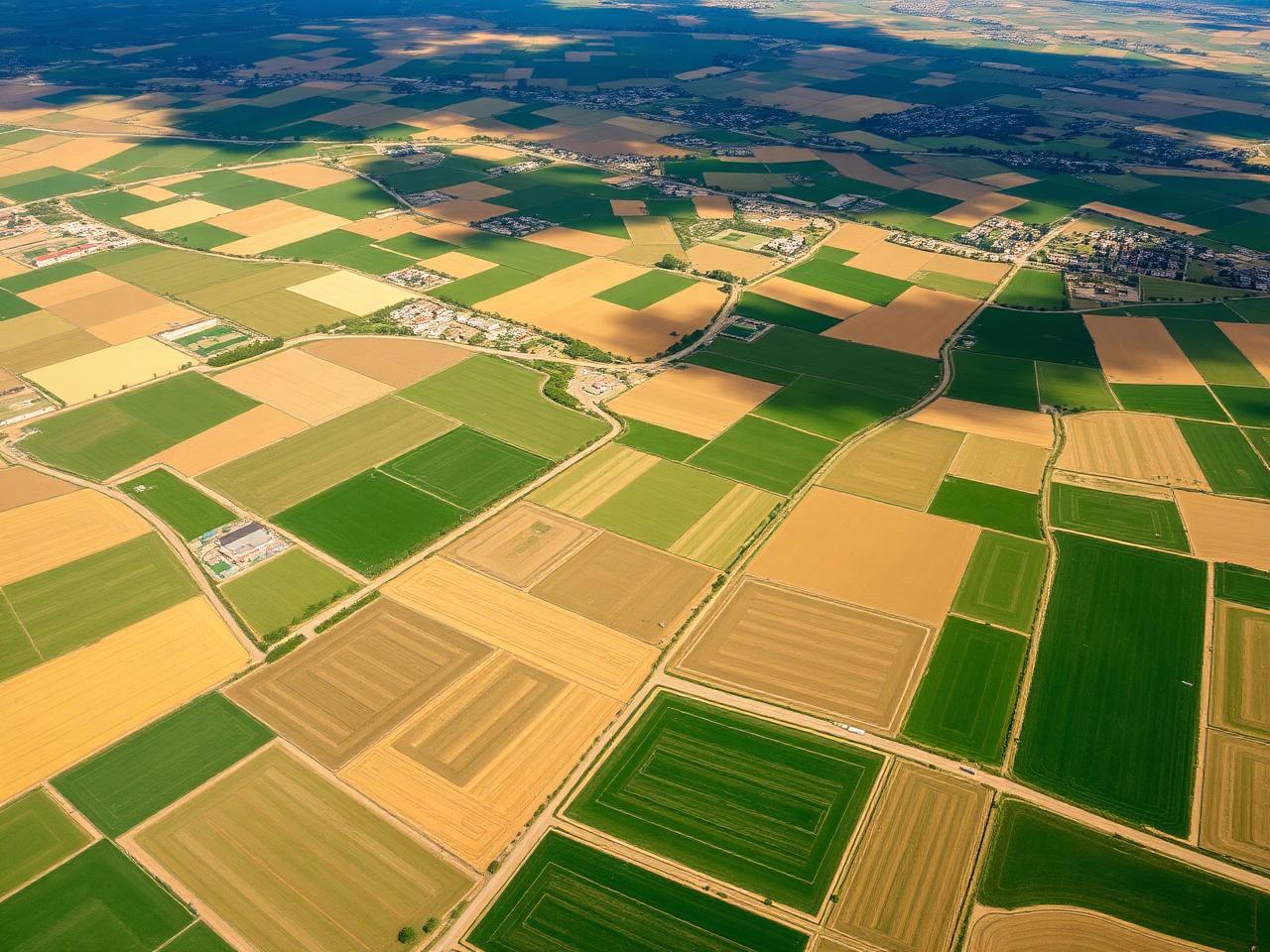 Aerial view of agricultural plots
